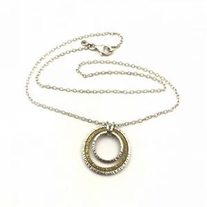 Silpada retired, rare Sterling & Brass Textured 'Inner Circles Pendant Necklace